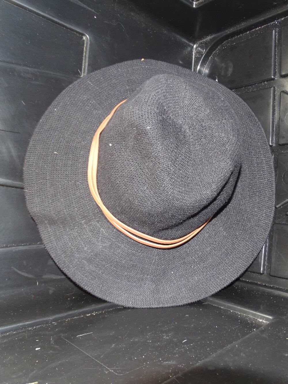 NWT Anthropologie Fashion Hat Brown Leather Tie Detail